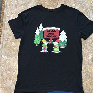 Black Graphic Tee with Gnome Design